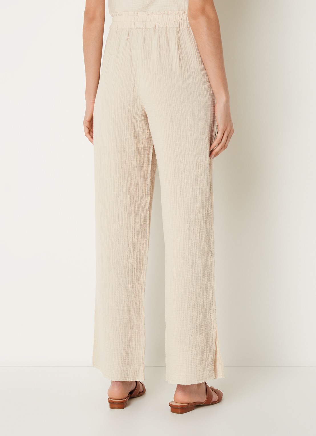 Rails Leon high waist wide fit broek van  katoen  - achterkant donkerbeige