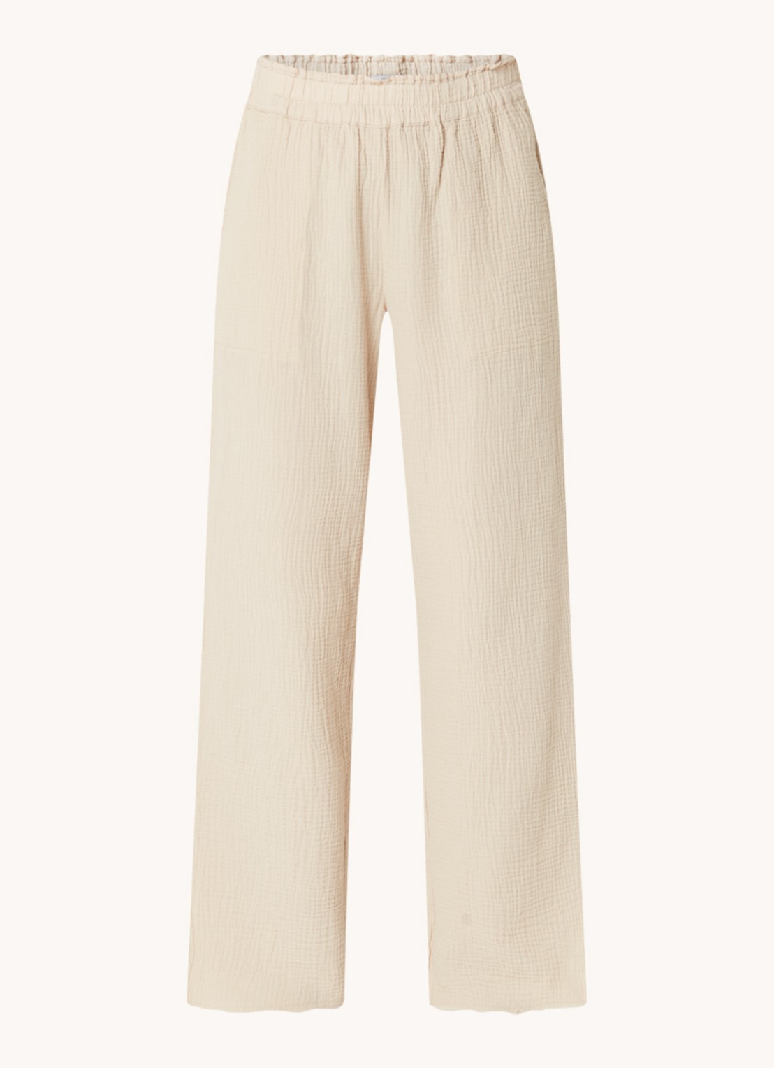 Rails Leon high waist wide fit broek van  katoen  - voorkant 2 donkerbeige