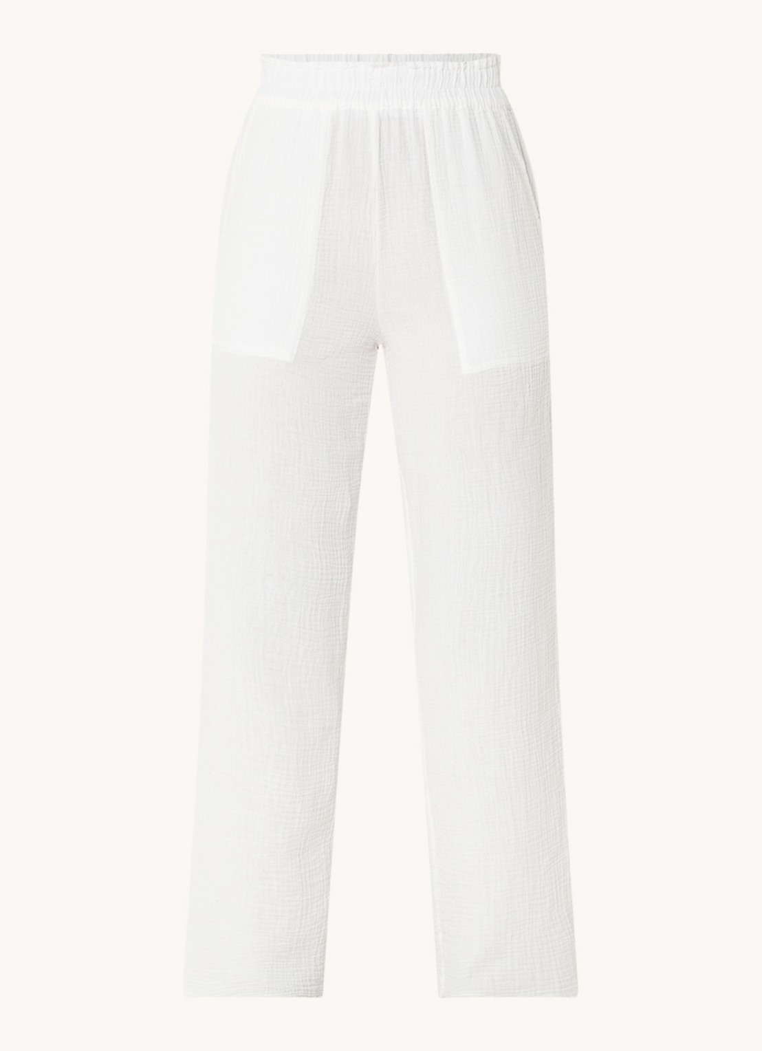 Rails Leon mid waist straight fit broek van  katoen met structuur - voorkant wit