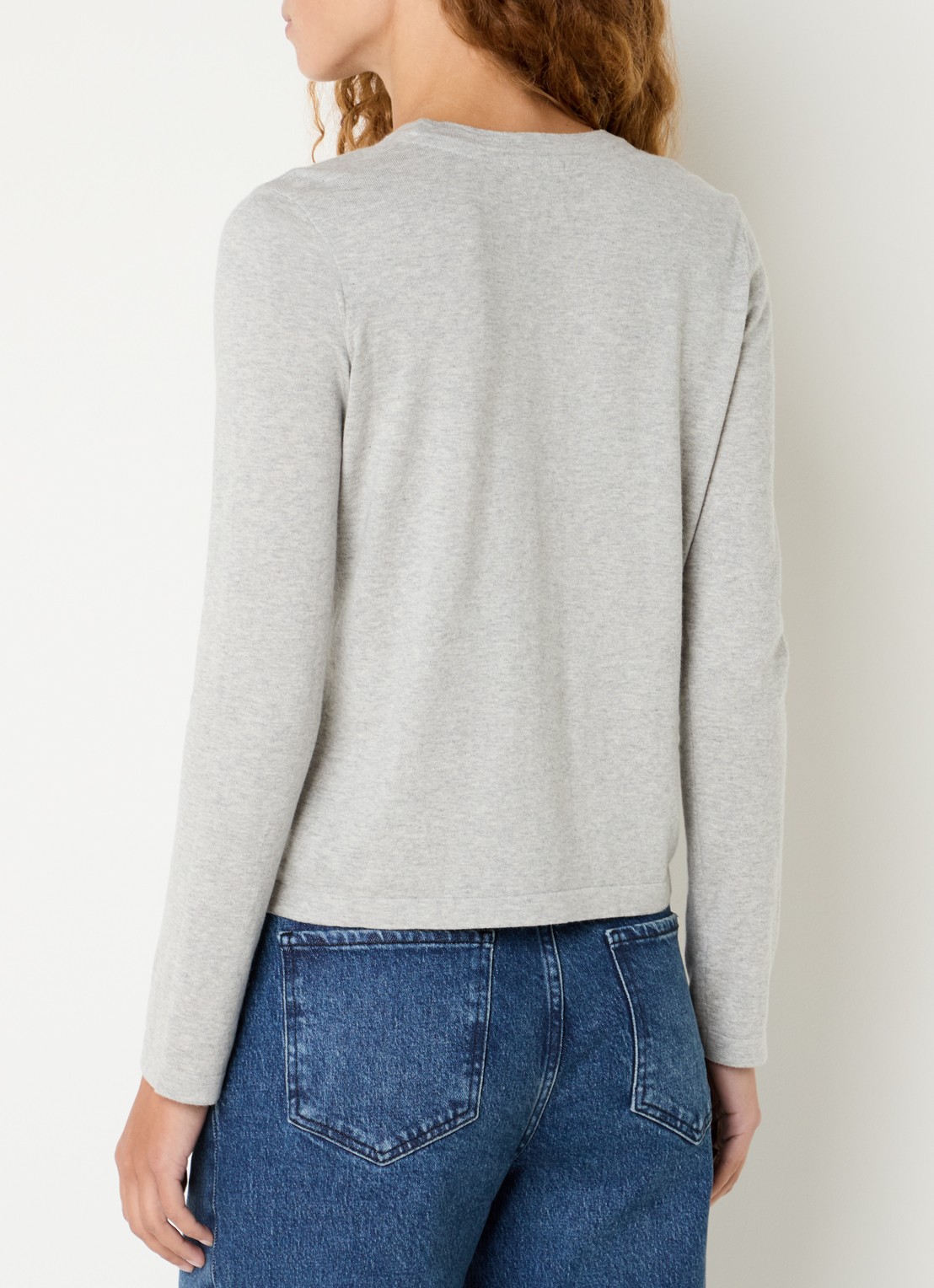 Rails Longsleeve in kasjmierblend met ronde hals - achterkant lichtgrijs