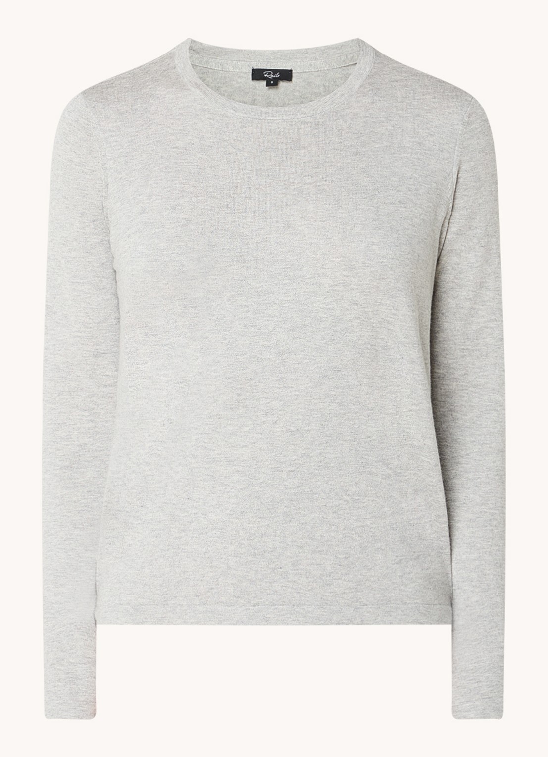 Rails Longsleeve in kasjmierblend met ronde hals - voorkant 3 lichtgrijs