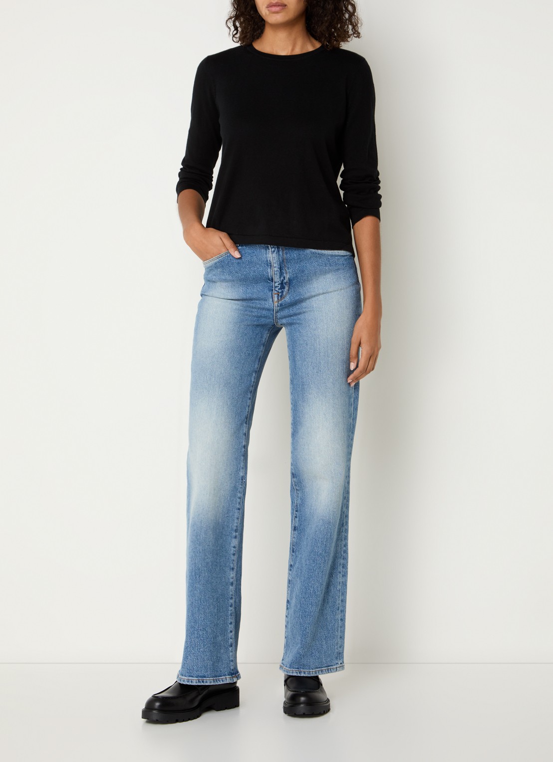 Rails Longsleeve in kasjmierblend - voorkant 2 zwart