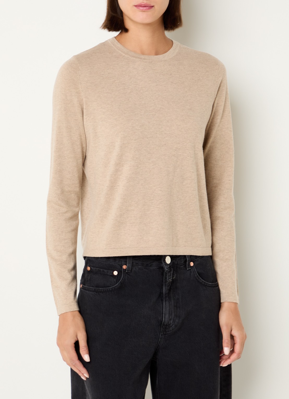 Rails Longsleeve in kasjmierblend - detail lichtbruin
