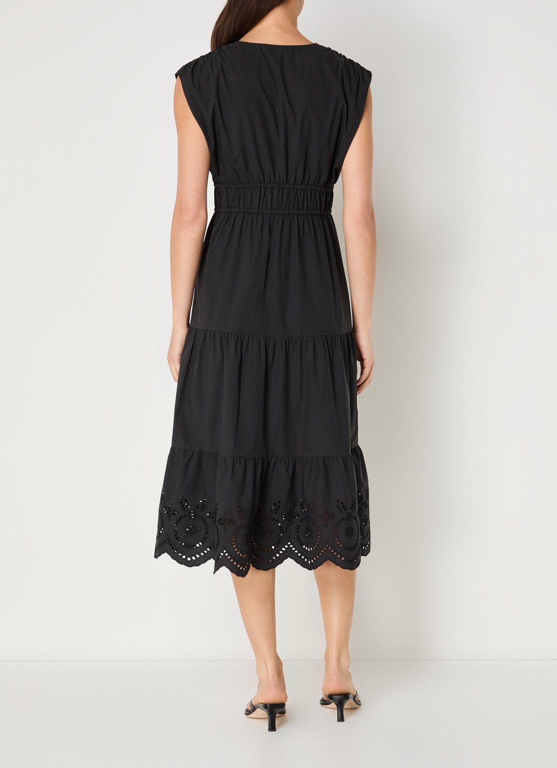 Rails Lucia gelaagde midi jurk  met broderie - achterkant 5 zwart