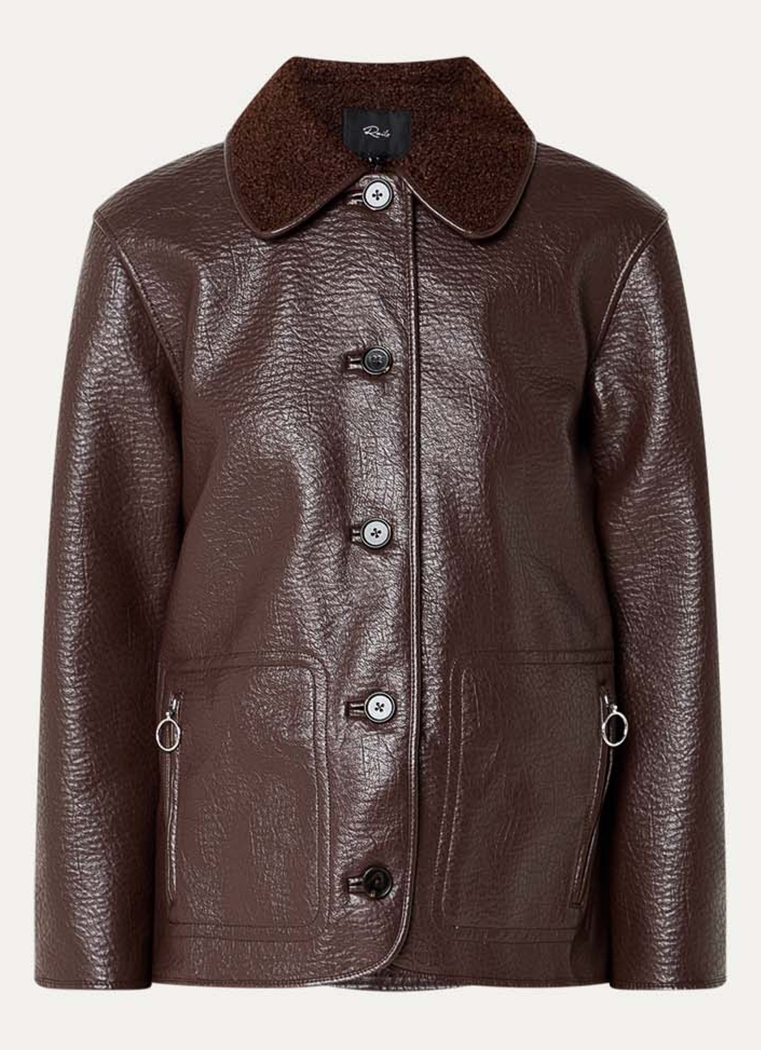 Rails Luis lammy coat met ritszakken - voorkant 2 kastanjebruin