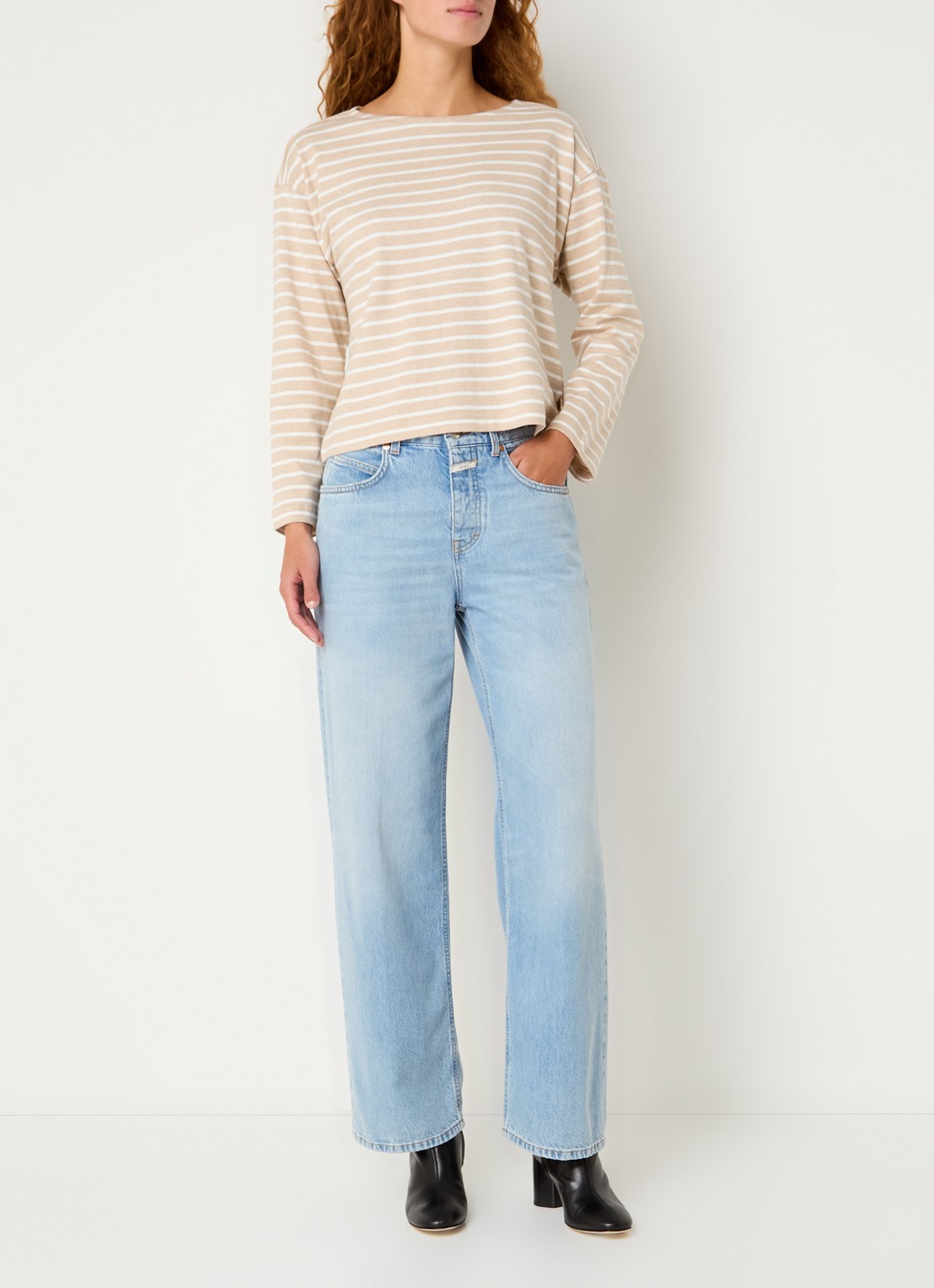 Rails Macy longsleeve met streepprint - voorkant 6 beige