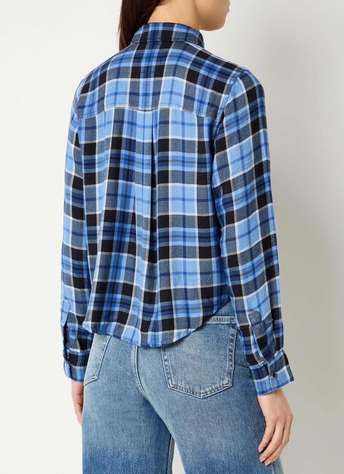 Rails Malin blouse met ruitdessin - achterkant blauw