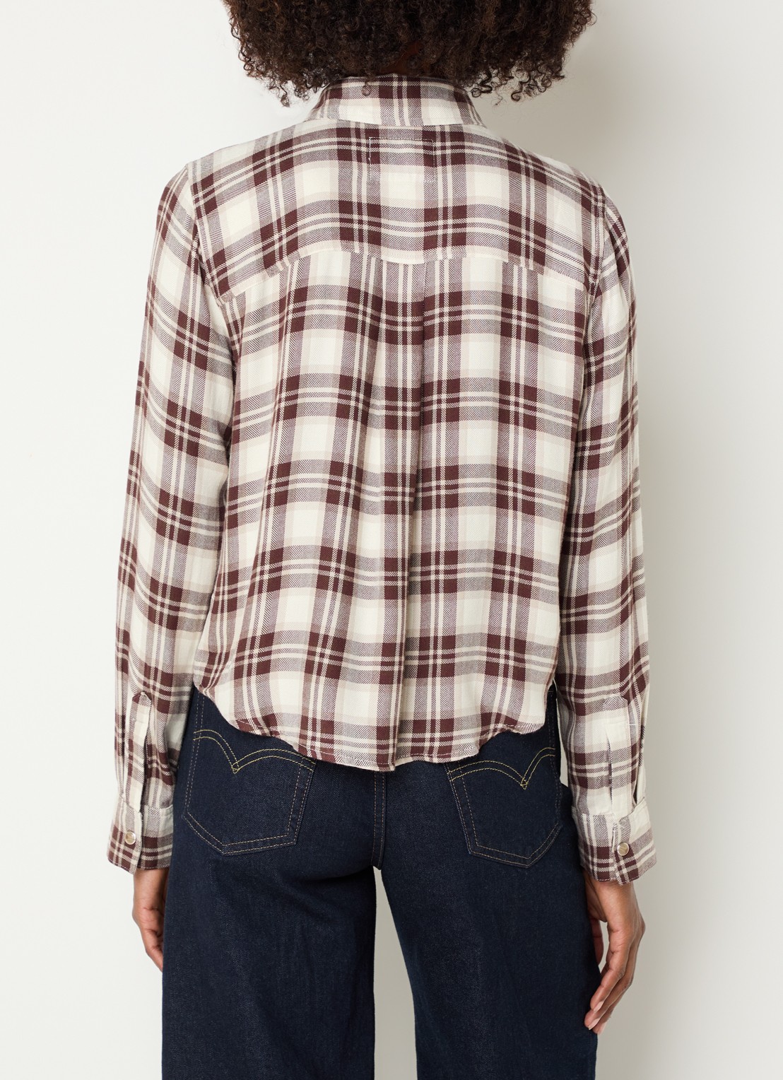 Rails Malin blouse met ruitdessin - achterkant bruin