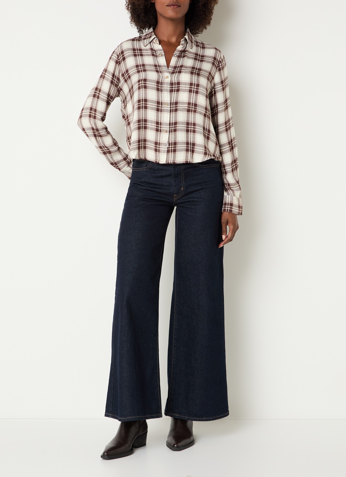 Rails Malin blouse met ruitdessin - voorkant 4 bruin