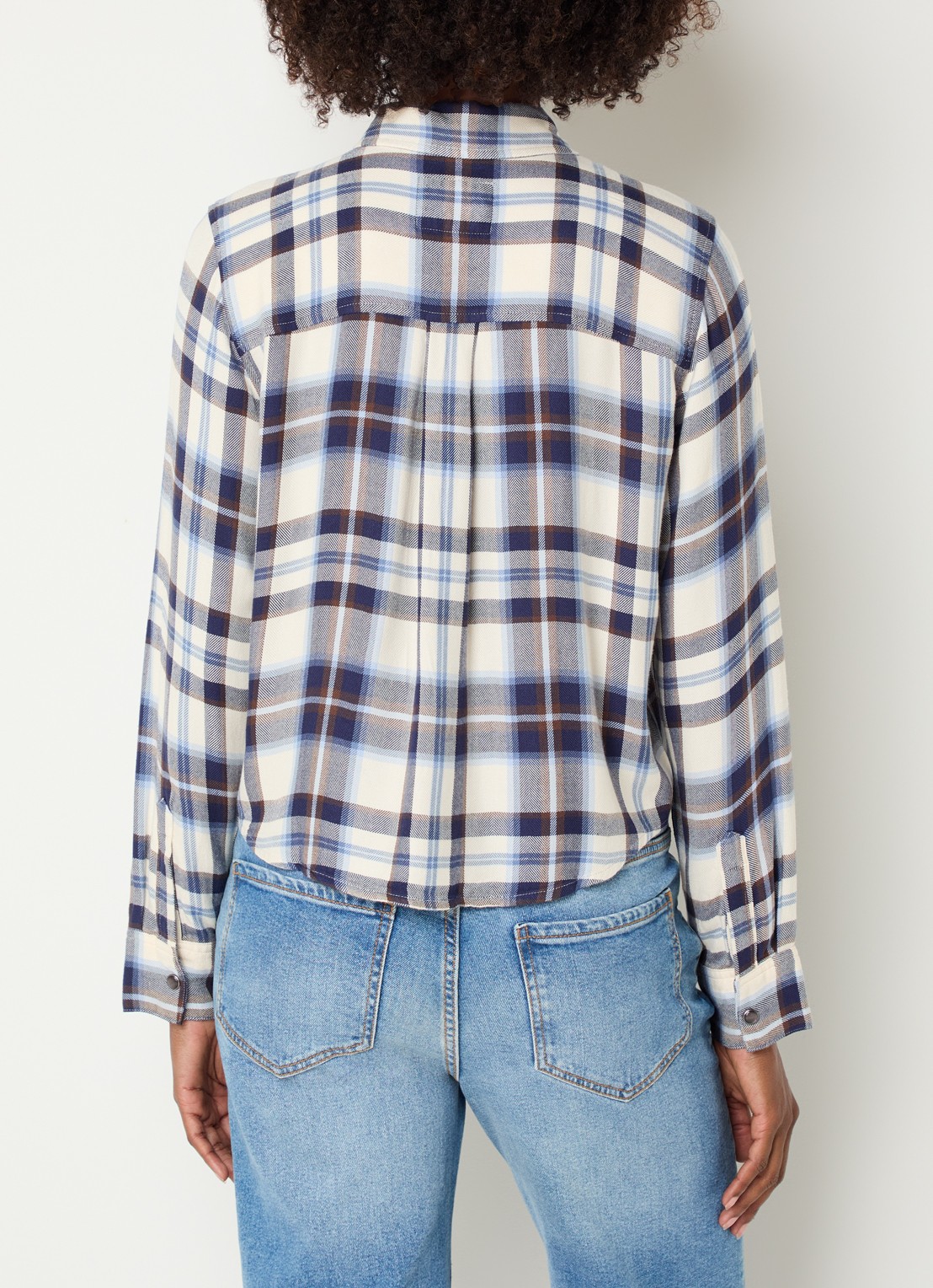 Rails Malin blouse met ruitdessin - achterkant blauw