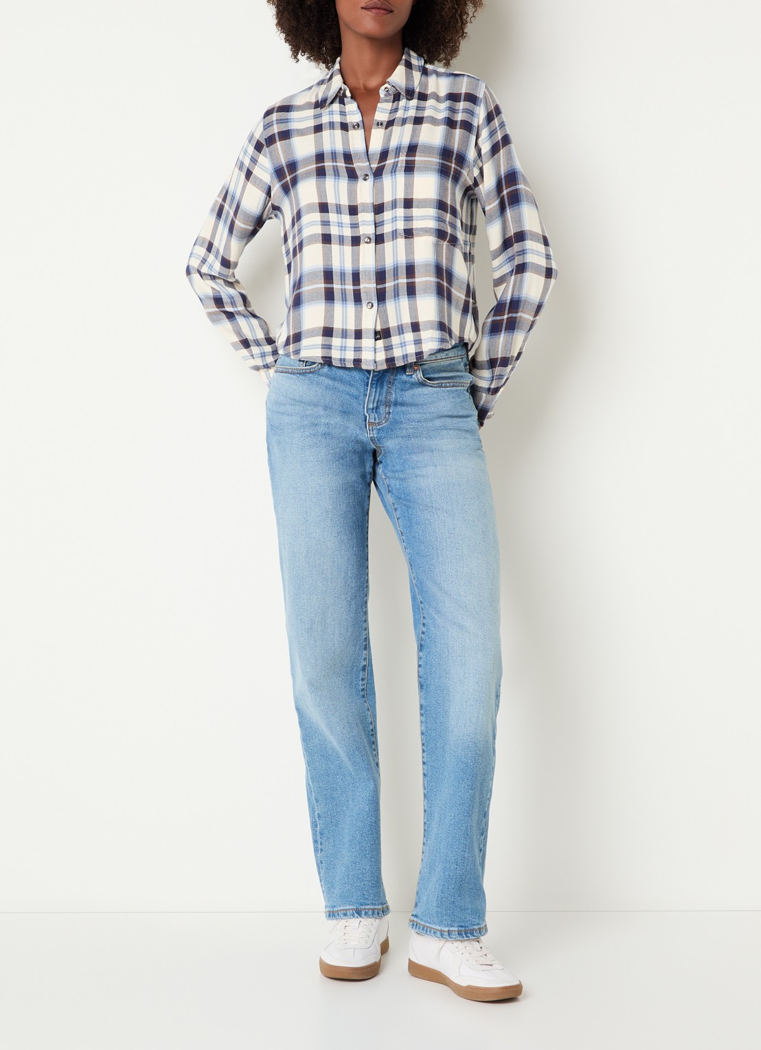 Rails Malin blouse met ruitdessin - voorkant 4 blauw