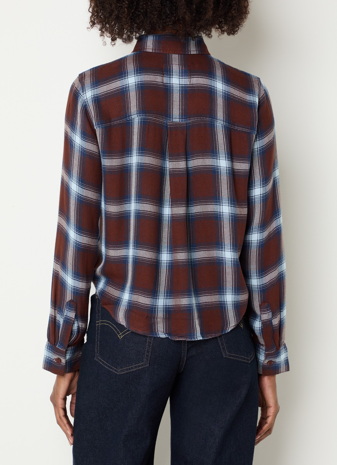 Rails Malin blouse met ruitdessin - achterkant 4 bruin