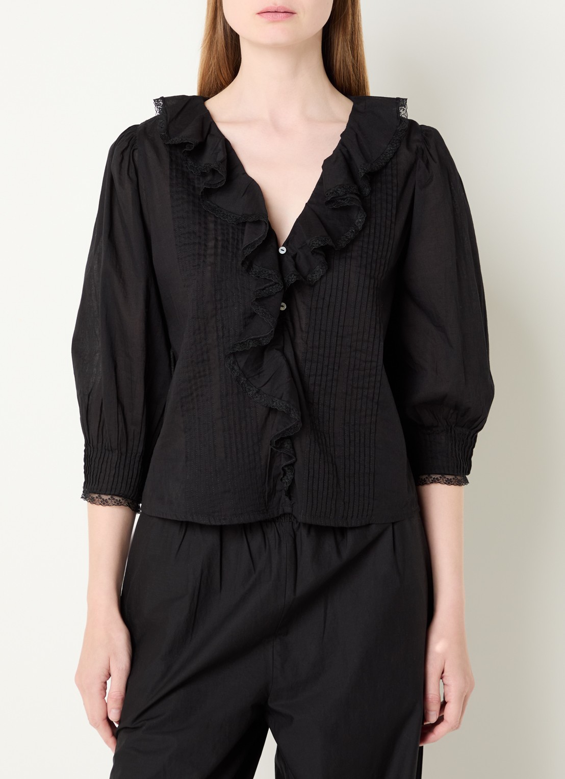 Rails Mare tuniek met volant en details van kant - detail 4 zwart