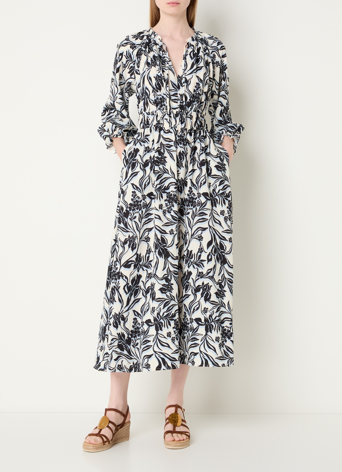 Rails Matia maxi jurk met ballonmouw en print - detail 4 gebroken wit