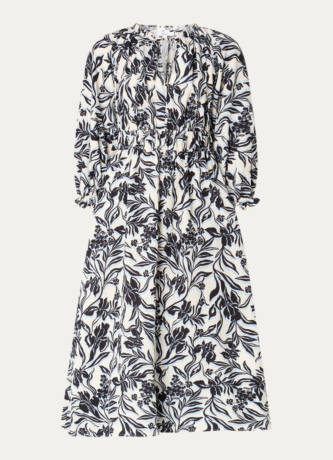 Rails Matia maxi jurk met ballonmouw en print - voorkant 2 gebroken wit