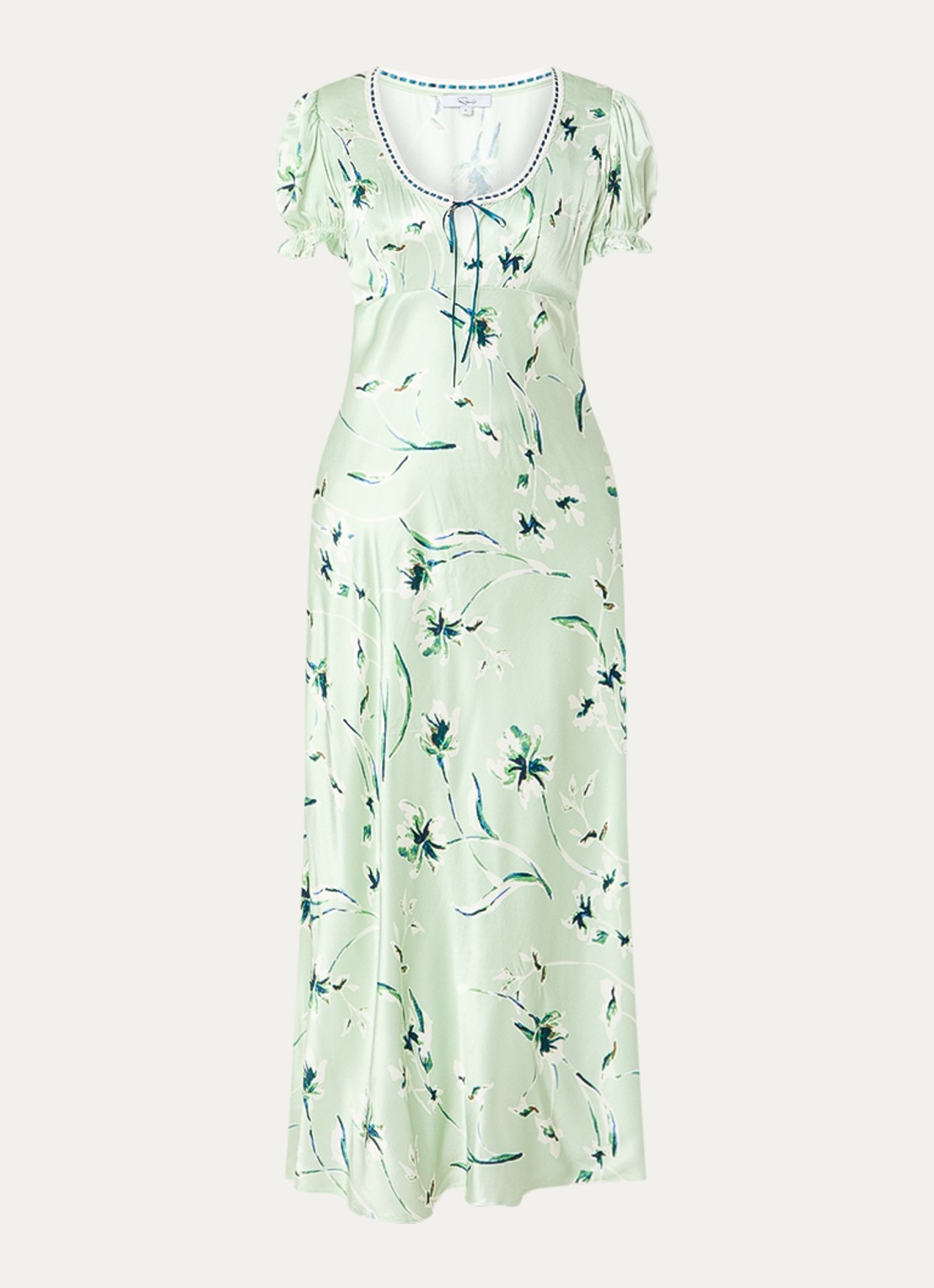 Rails Maxi jurk met bloemenprint en ronde hals - voorkant 2 lichtgroen