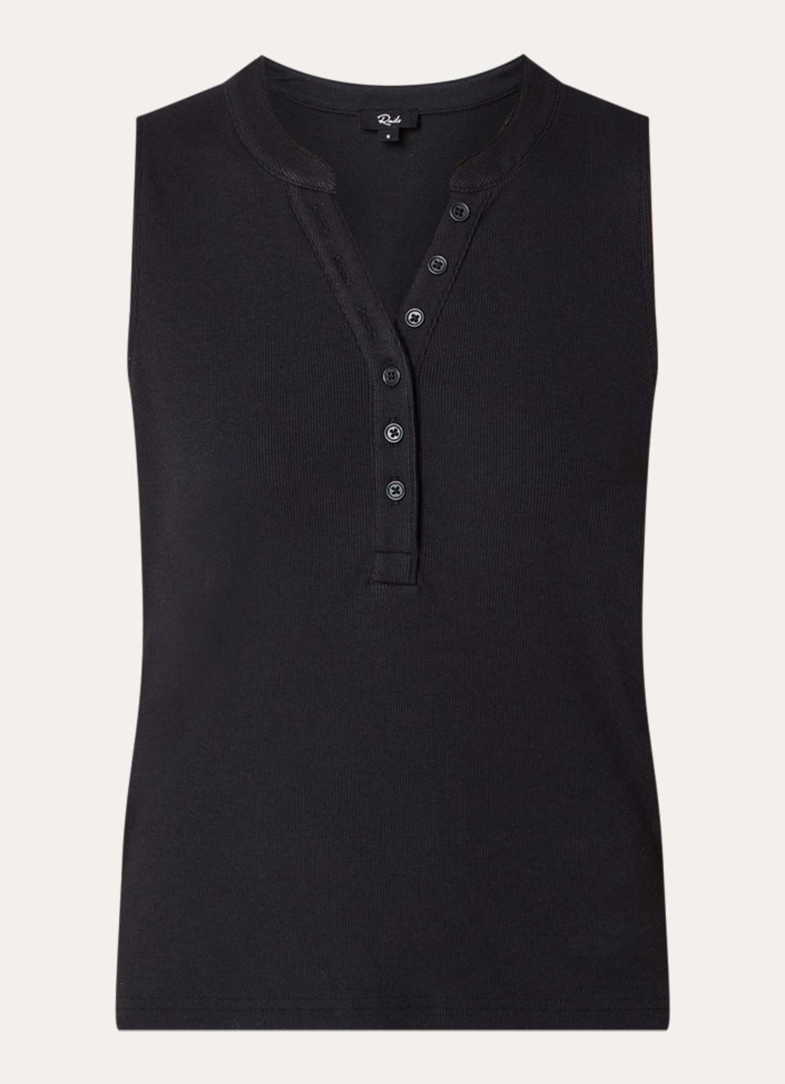 Rails Mayla tanktop met ribstructuur - voorkant zwart