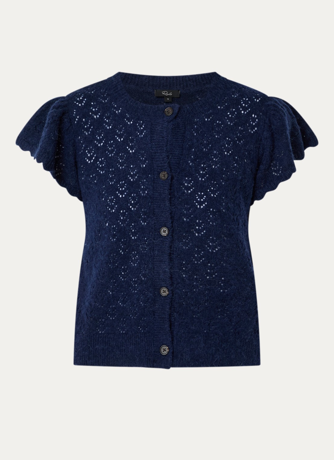 Rails Meeka grofgebreid vest in alpaca wolblend met opengewerkt dessin - voorkant 3 donkerblauw