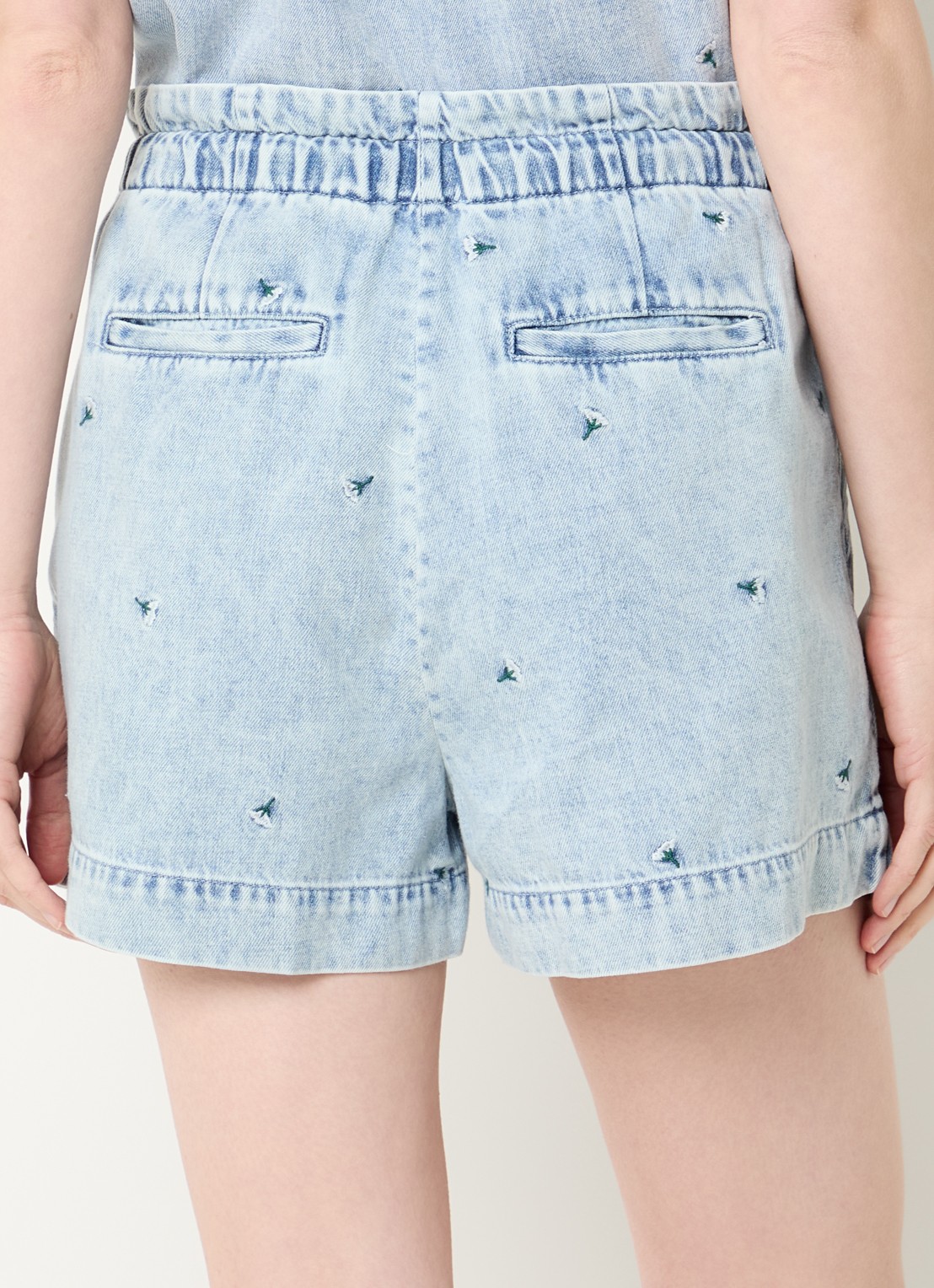 Rails Mid waist straight fit korte broek met steekzakken - achterkant indigo