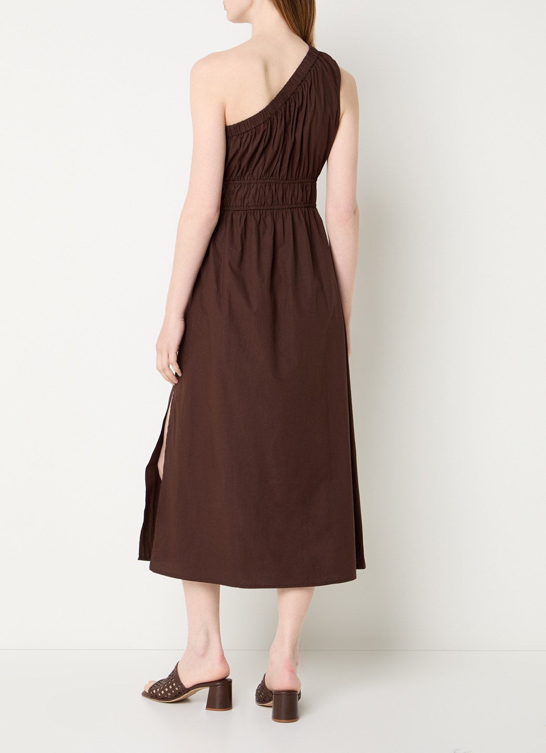 Rails Midi jurk met asymmetrische hals - achterkant donkerbruin