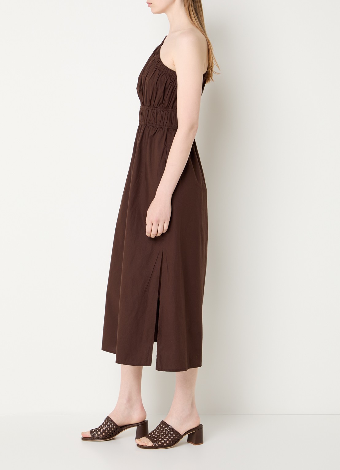 Rails Midi jurk met asymmetrische hals - voorkant 3 donkerbruin