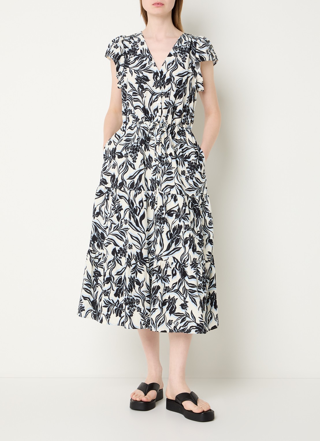 Rails Midi jurk met bloemenprint en steekzakken - detail 4 zwart