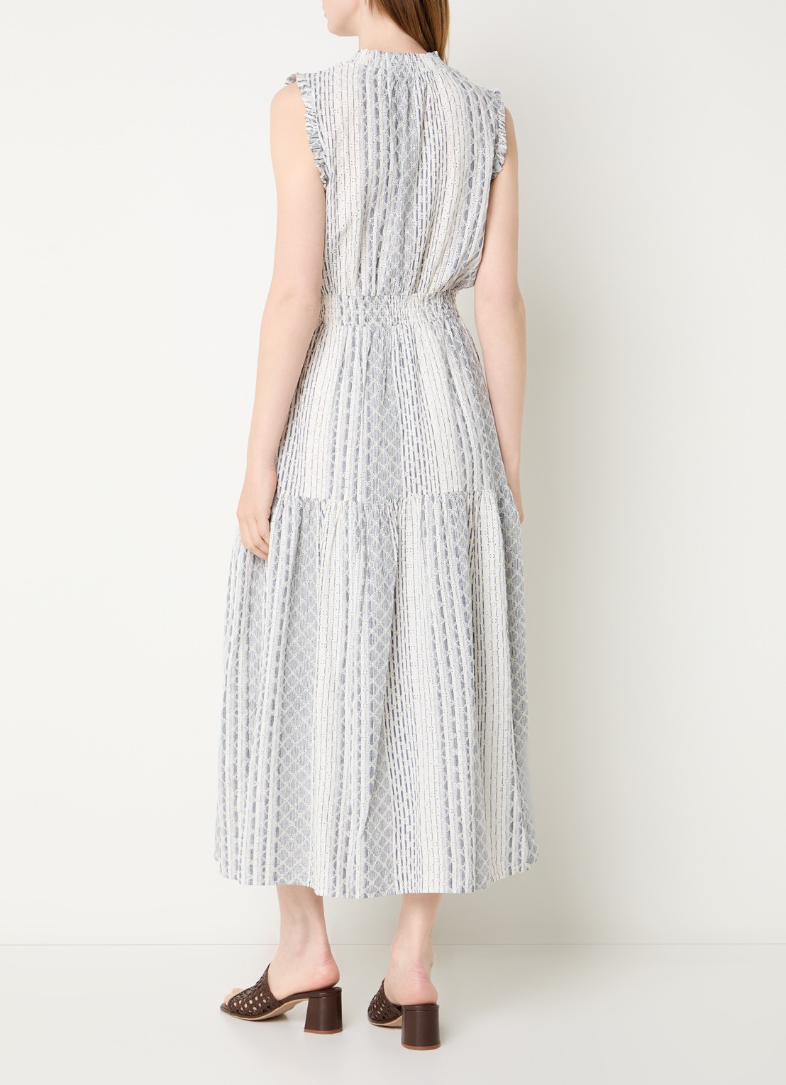 Rails Midi jurk met broderie en print - achterkant donkerblauw