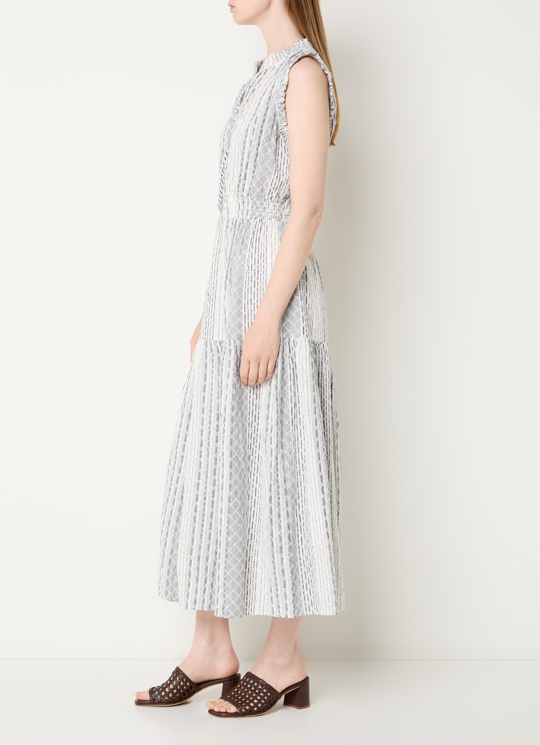 Rails Midi jurk met broderie en print - voorkant 4 donkerblauw