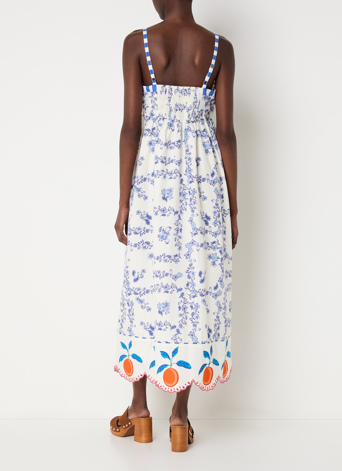 Rails Midi jurk met print en broderie - achterkant blauw