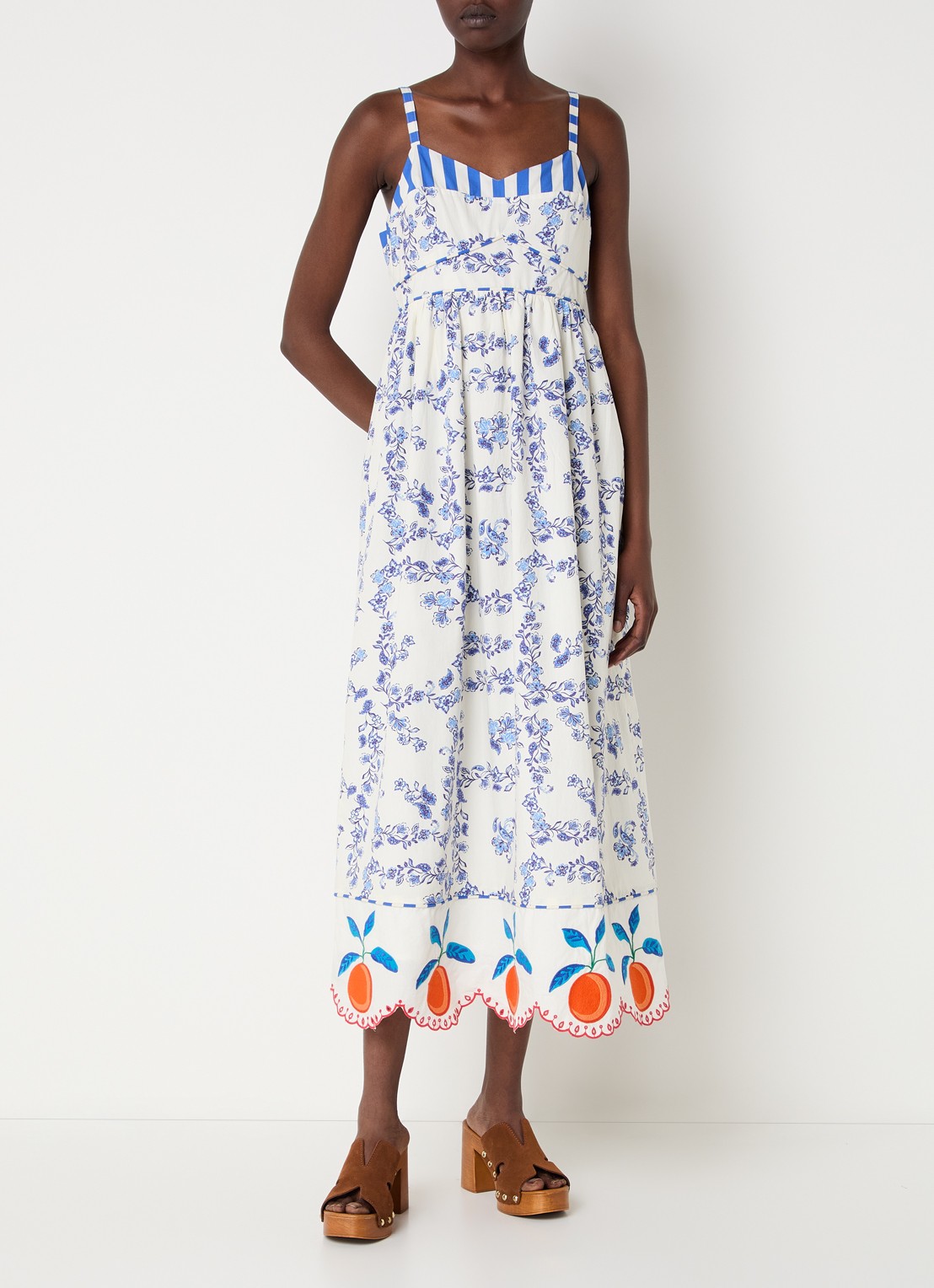 Rails Midi jurk met print en broderie - detail 4 blauw