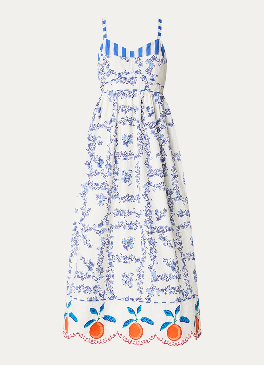 Rails Midi jurk met print en broderie - voorkant 2 blauw