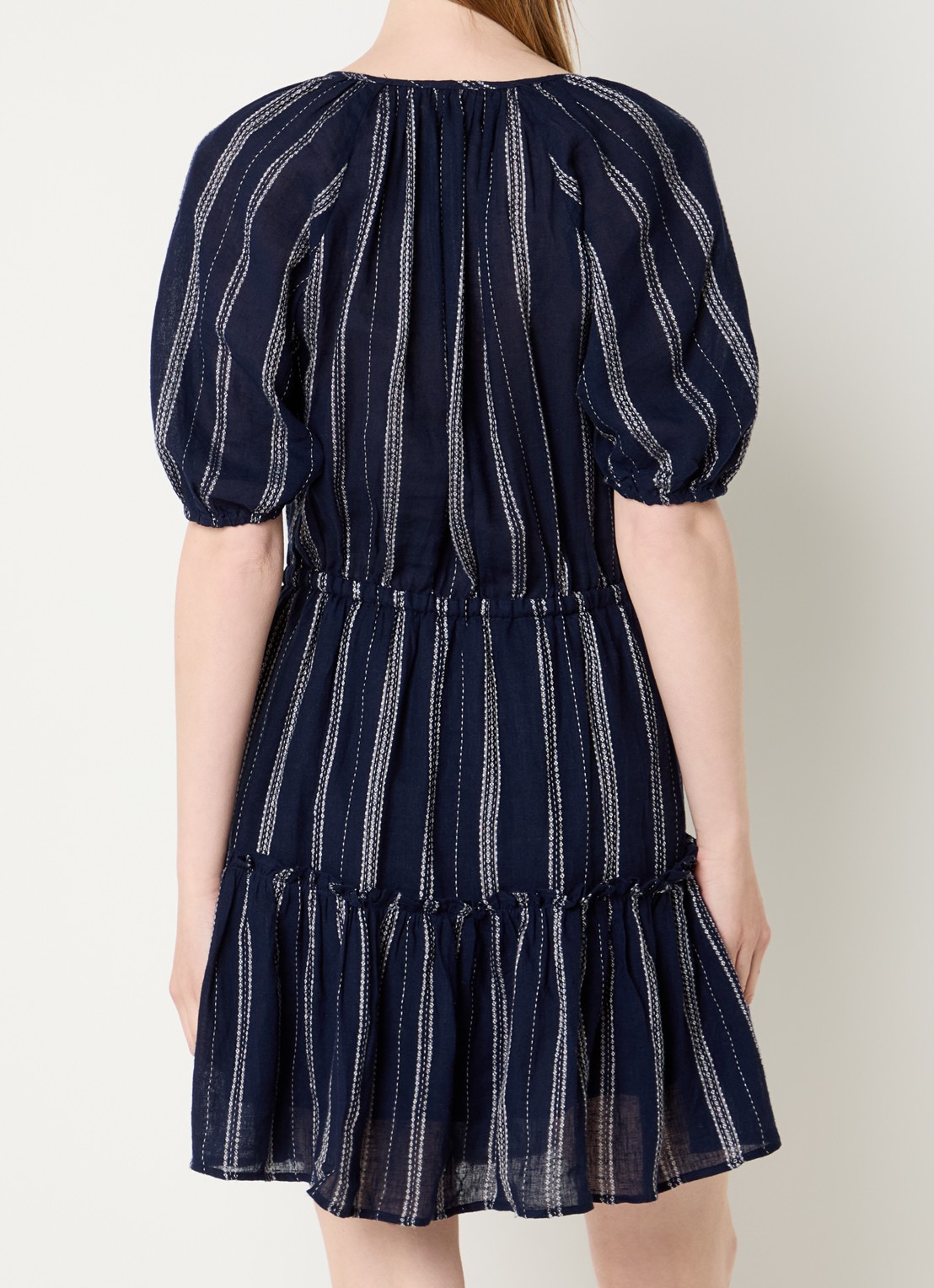 Rails Mini tuniekjurk met streepprint en V-hals - achterkant 3 donkerblauw