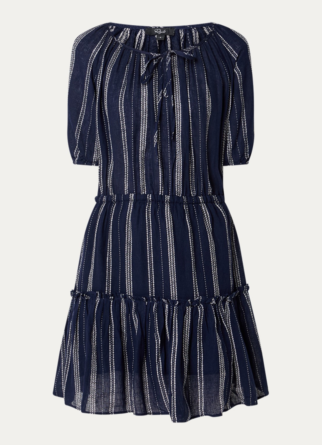 Rails Mini tuniekjurk met streepprint en V-hals - voorkant donkerblauw