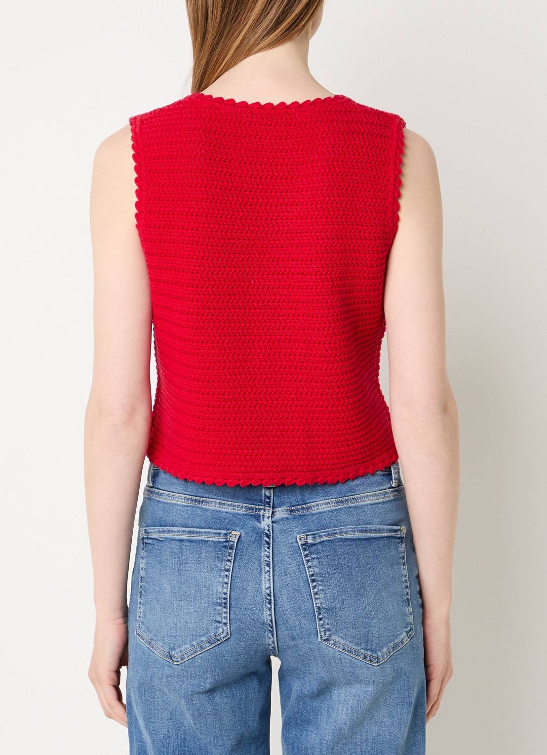 Rails Rails grofgebreid gilet met V-hals - achterkant 3 rood