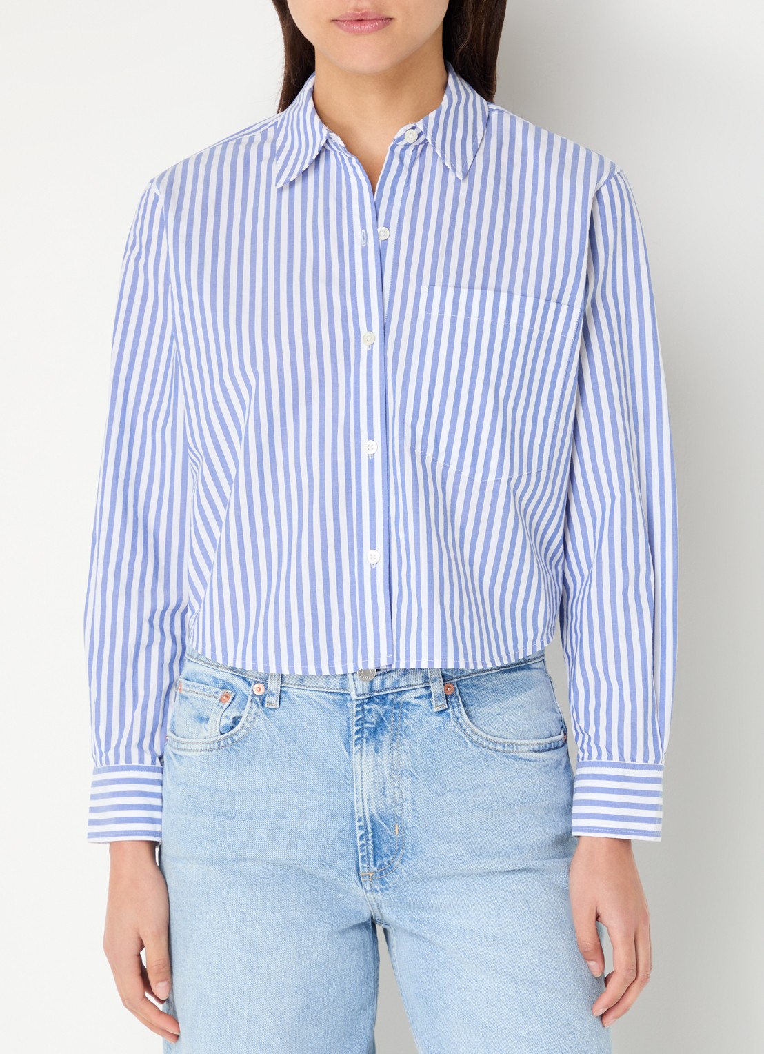 Rails Ramy cropped blouse met streepprint - detail 4 lichtblauw