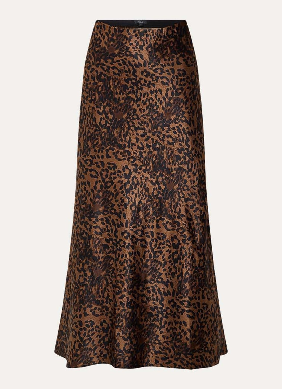Rails Romina maxi rok van satijn met panterprint - voorkant bruin
