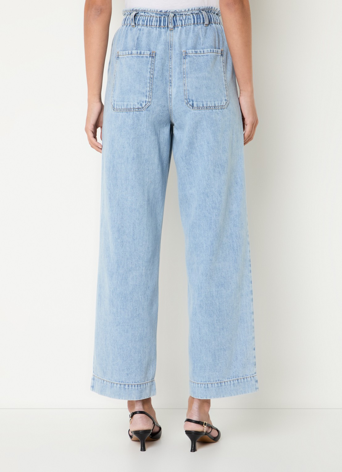 Rails Ryan high waist loose fit jeans  met trekkoord - achterkant lichtblauw