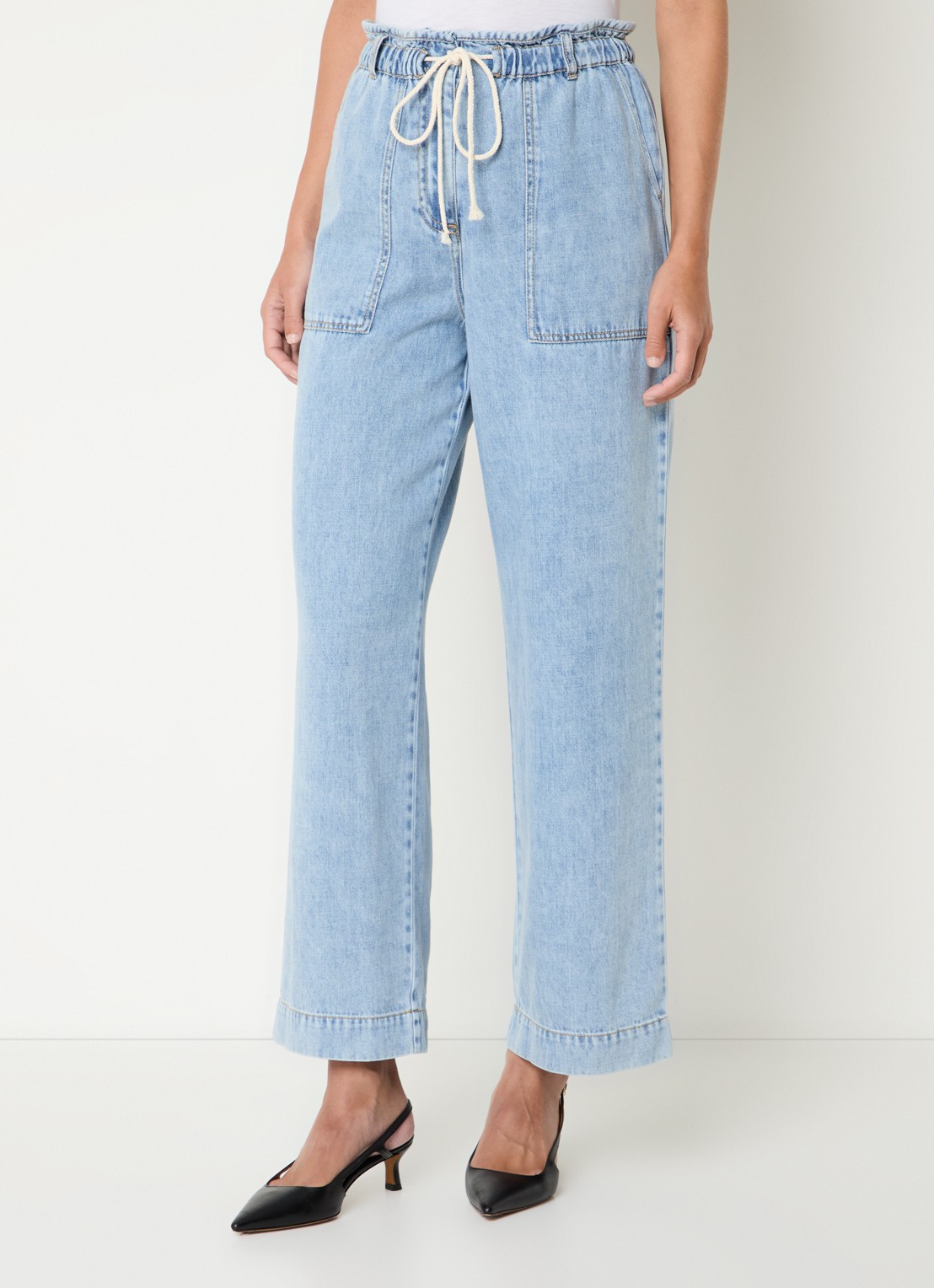 Rails Ryan high waist loose fit jeans  met trekkoord - detail 2 lichtblauw