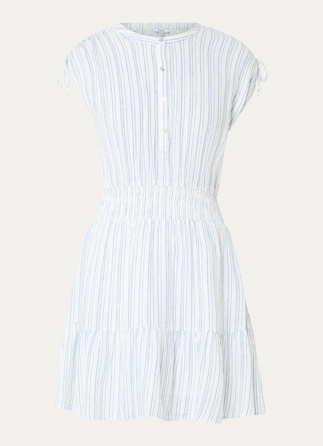 Rails Samina midi tuniekjurk in linnenblend met smockwerk - voorkant 2 wit