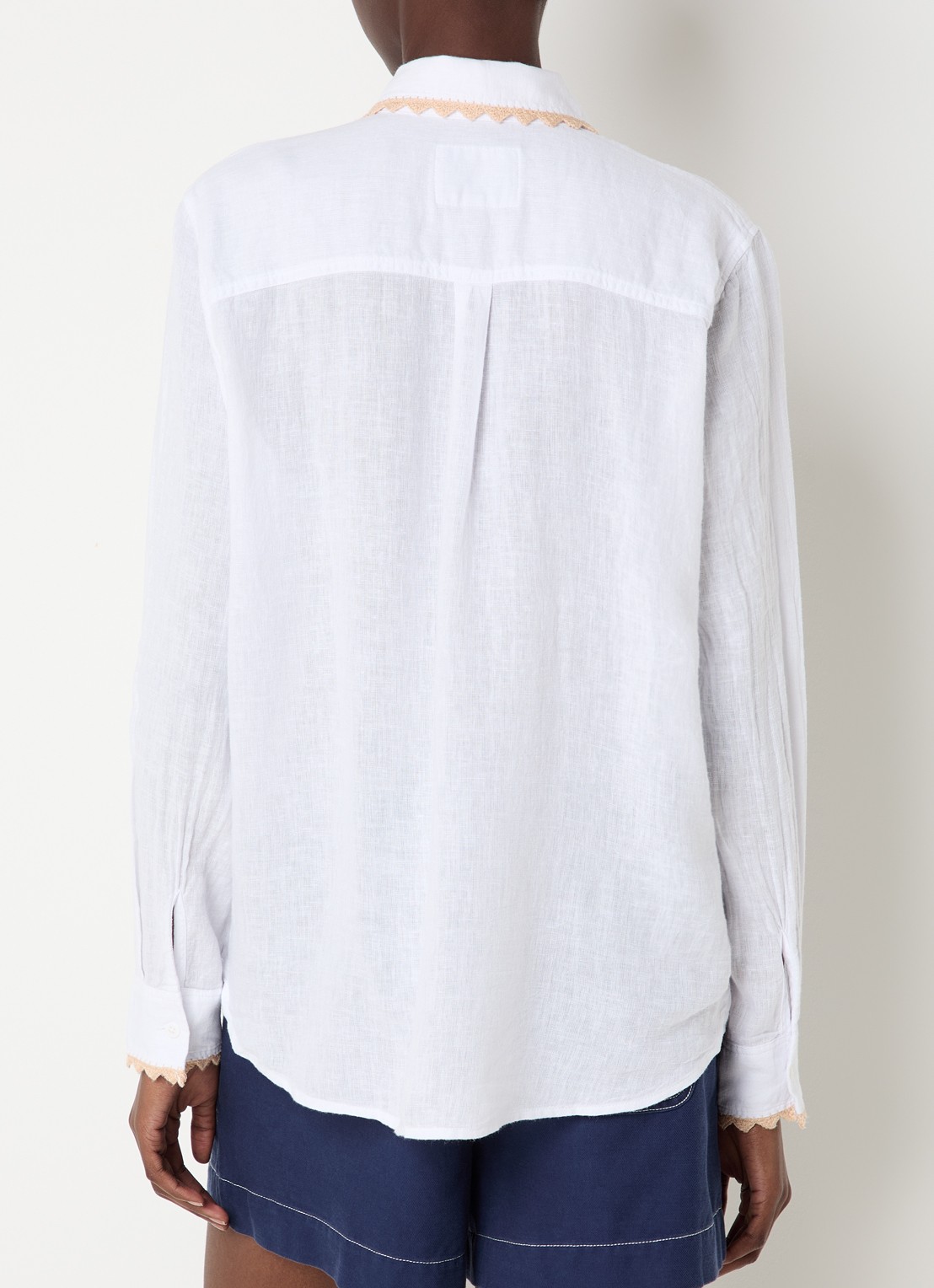 Rails Saya blouse in linnenblend met crochet detail - achterkant 2 wit