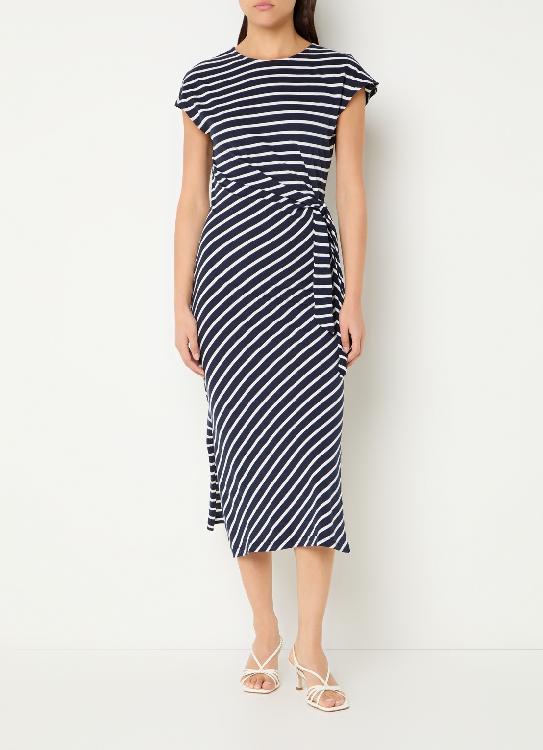 Rails Selah midi jurk met streepprint - detail 4 donkerblauw