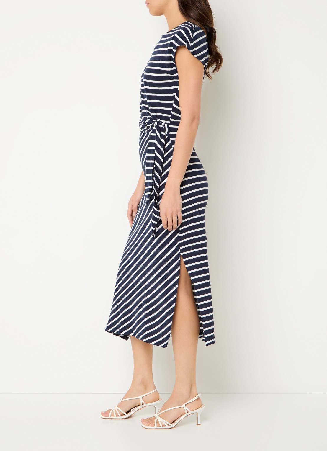 Rails Selah midi jurk met streepprint - voorkant 2 donkerblauw