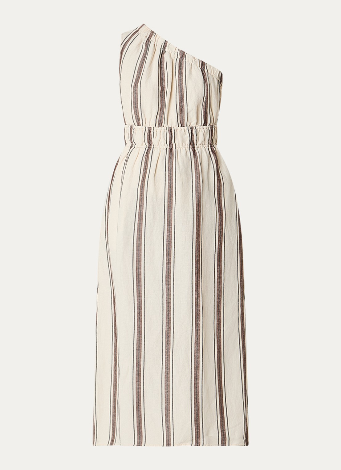 Rails Selani one shoulder maxi jurk met streepprint - voorkant creme