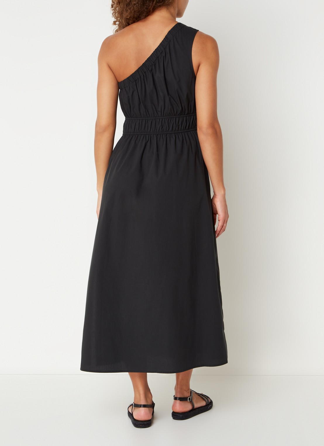 Rails Selani one shoulder midi jurk   - achterkant 4 zwart