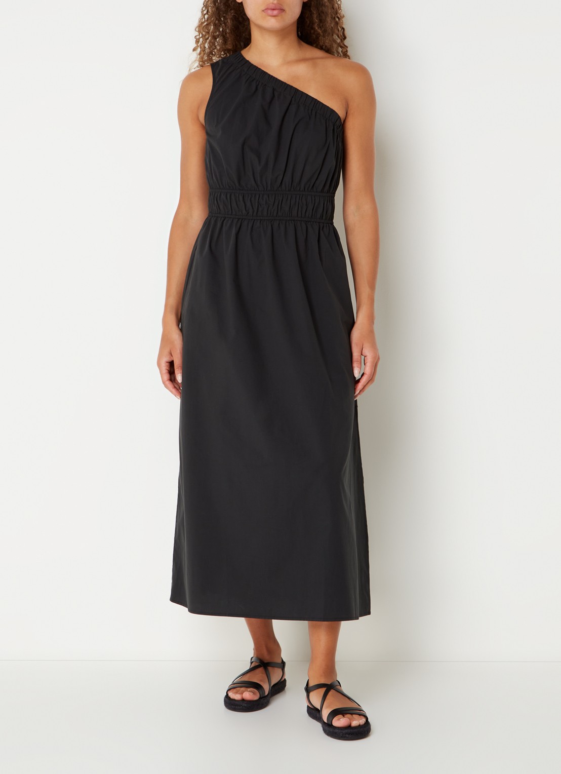 Rails Selani one shoulder midi jurk   - detail 3 zwart