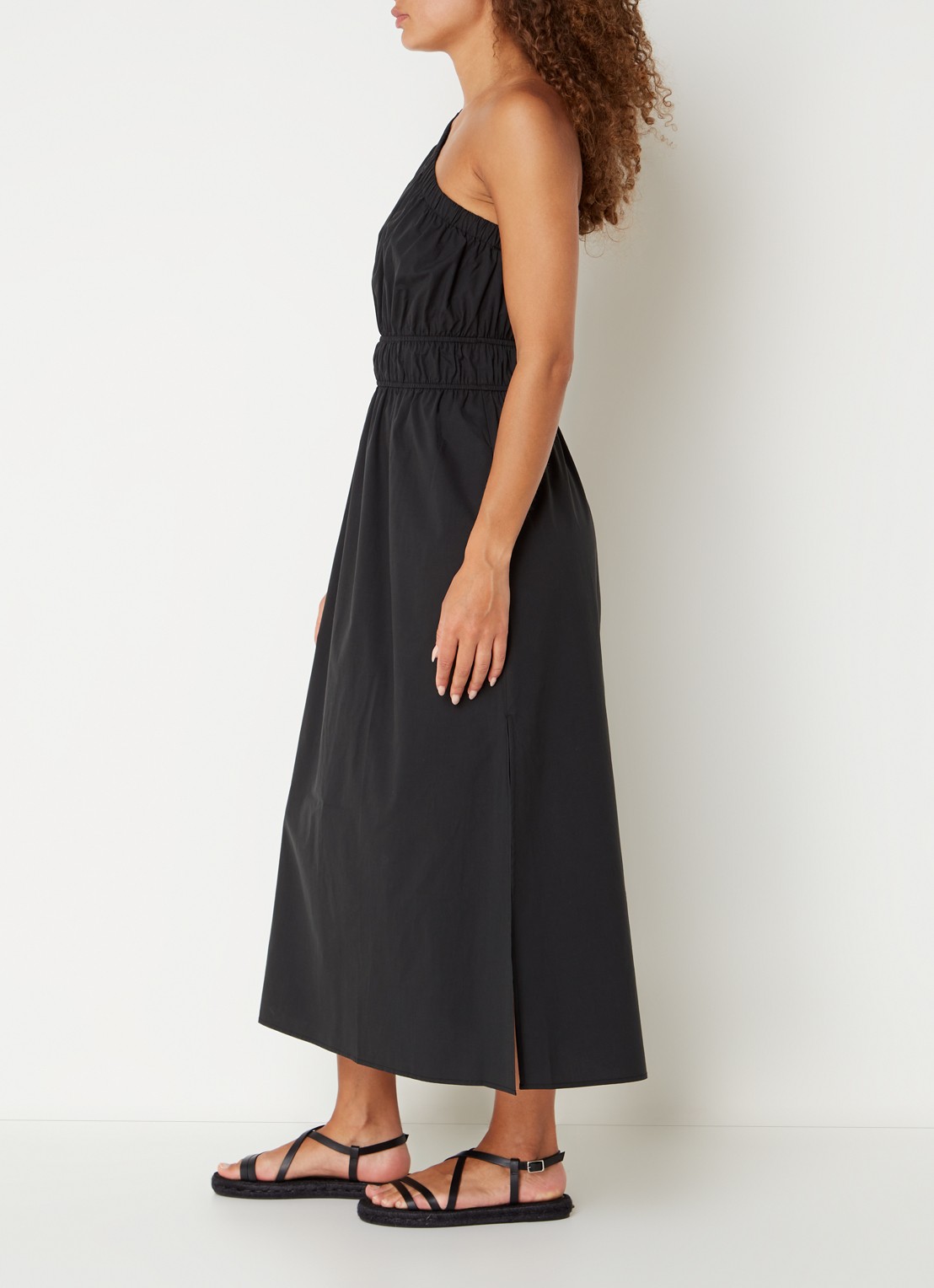 Rails Selani one shoulder midi jurk   - voorkant 2 zwart