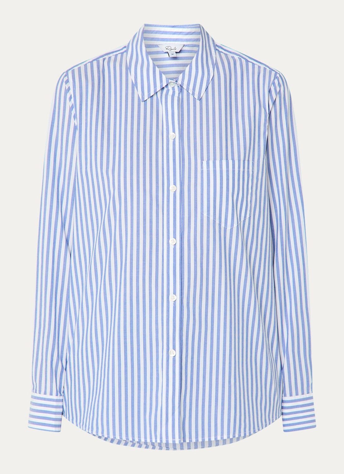 Rails Stina blouse met streepprint en borstzak - voorkant 7 staalblauw
