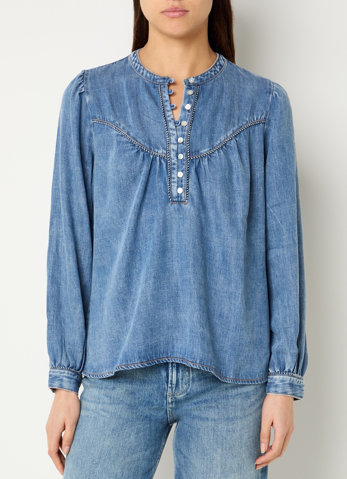 Rails Sunna tuniek van chambray met met opstaande kraag - detail 4 indigo