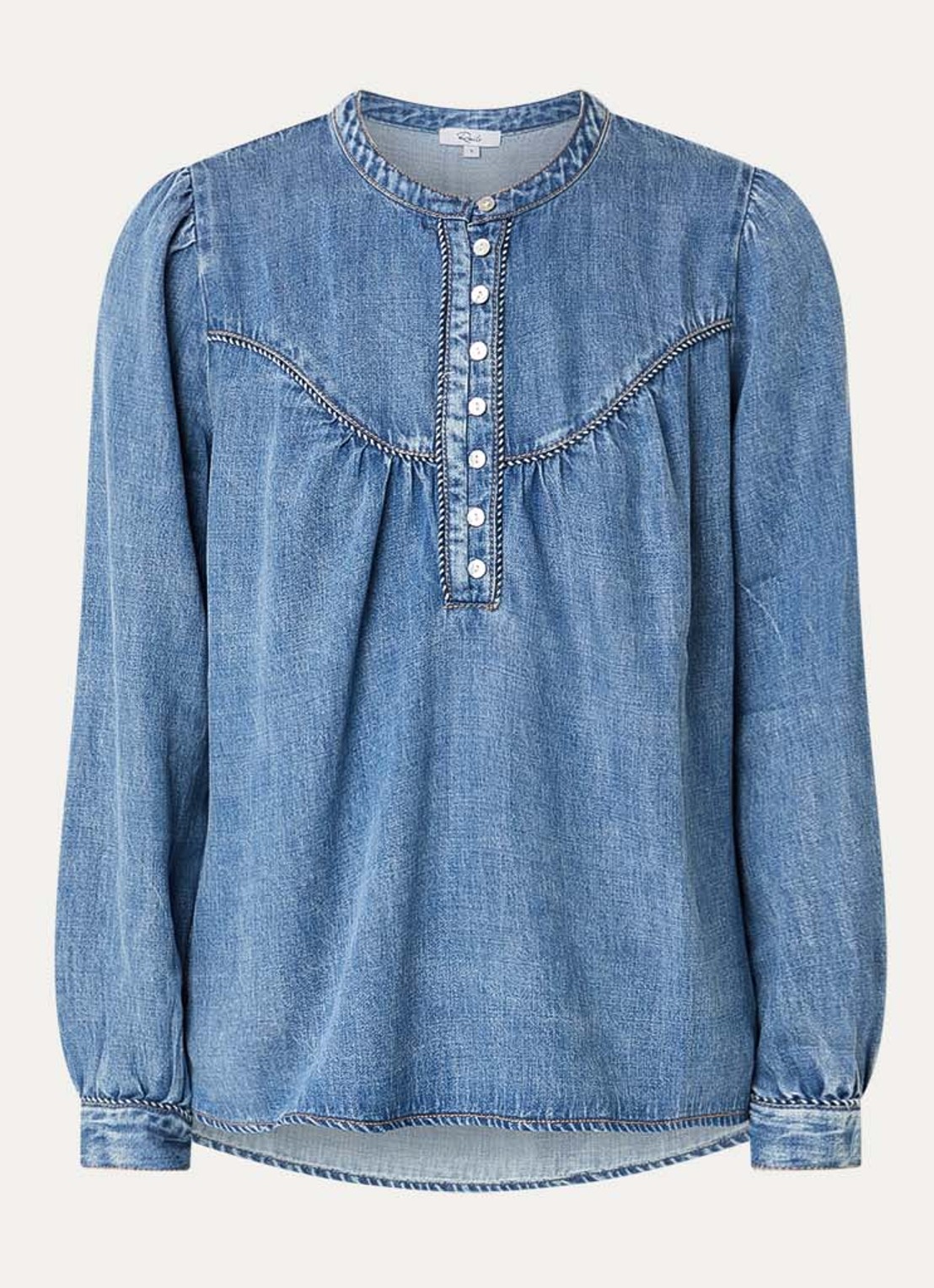 Rails Sunna tuniek van chambray met met opstaande kraag - voorkant indigo
