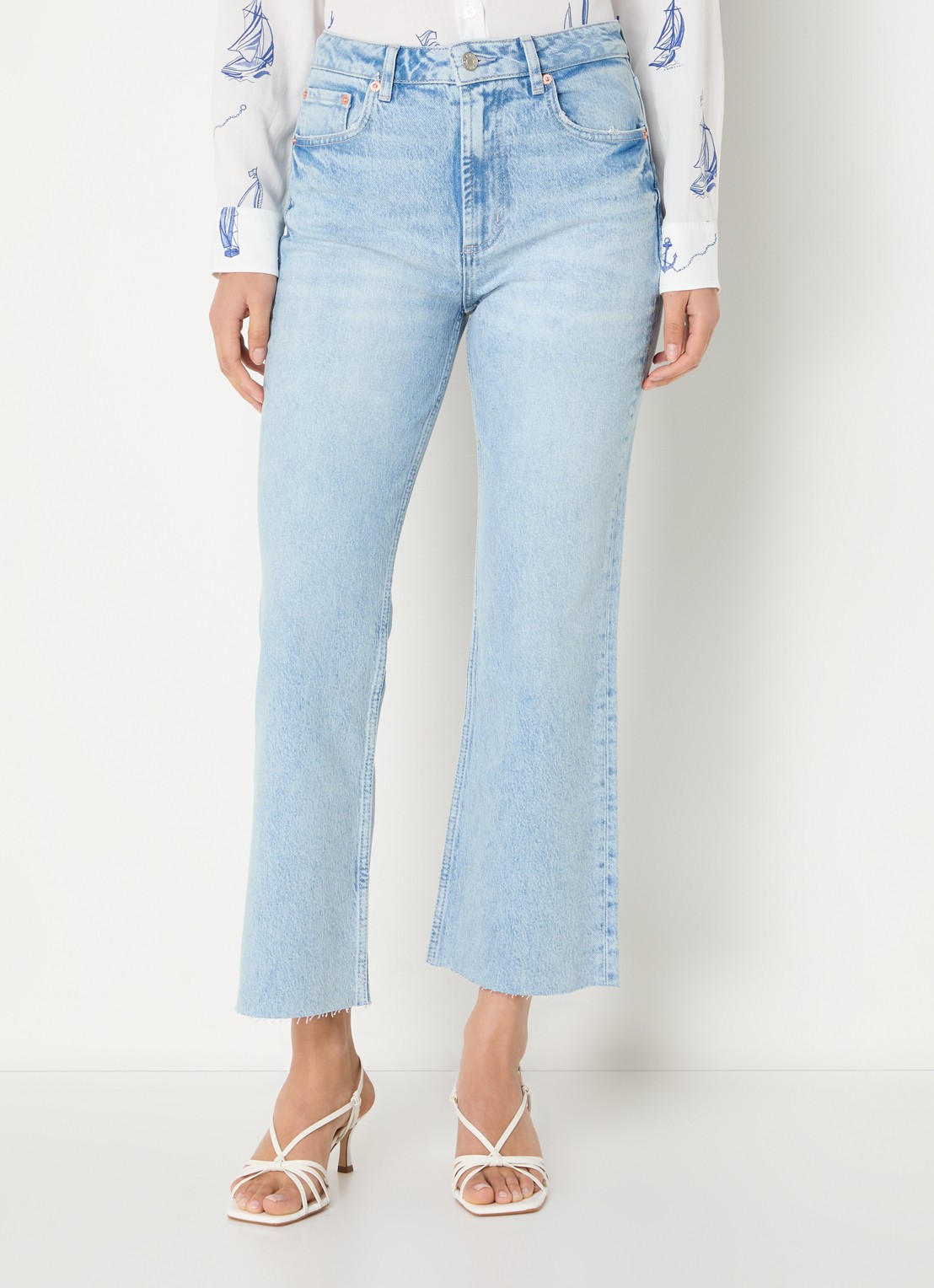 Rails Sunset high waist cropped straight leg jeans met lichte wassing - detail 4 indigo